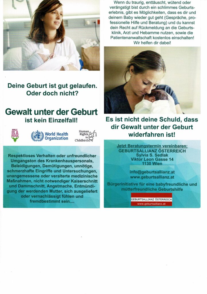 Info-Flyer zu Gewalt unter der Geburt